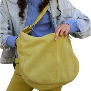 Free People Green Apple Roma Suede Hobo Shoulder Tote Bag